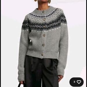 Khaite Michaela Fair Isle cashmere-blend cardigan XL Excellent Condition Women's